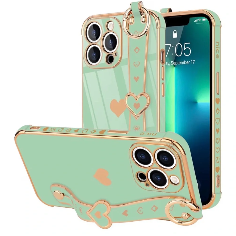 iPhone 13 Pro SET OF 2 Pastel Floral and Heart Design Phone Case